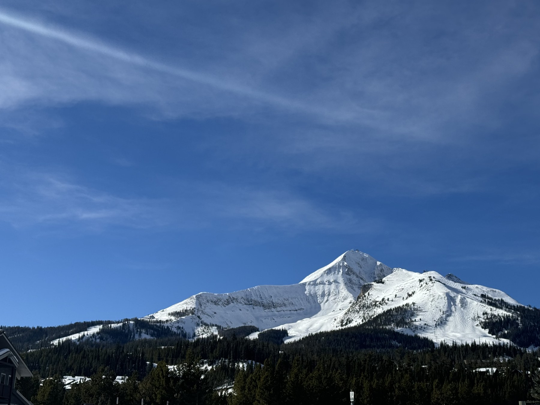 Snow-covered mountain peak near Big Sky, Montana